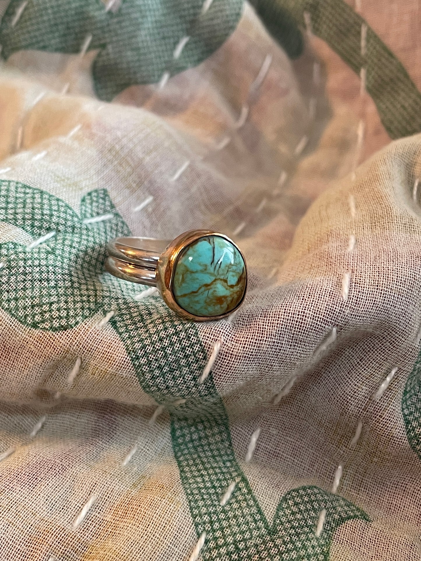 NS738 Gold Fill/Sterling Silver/Royston Turq Ring