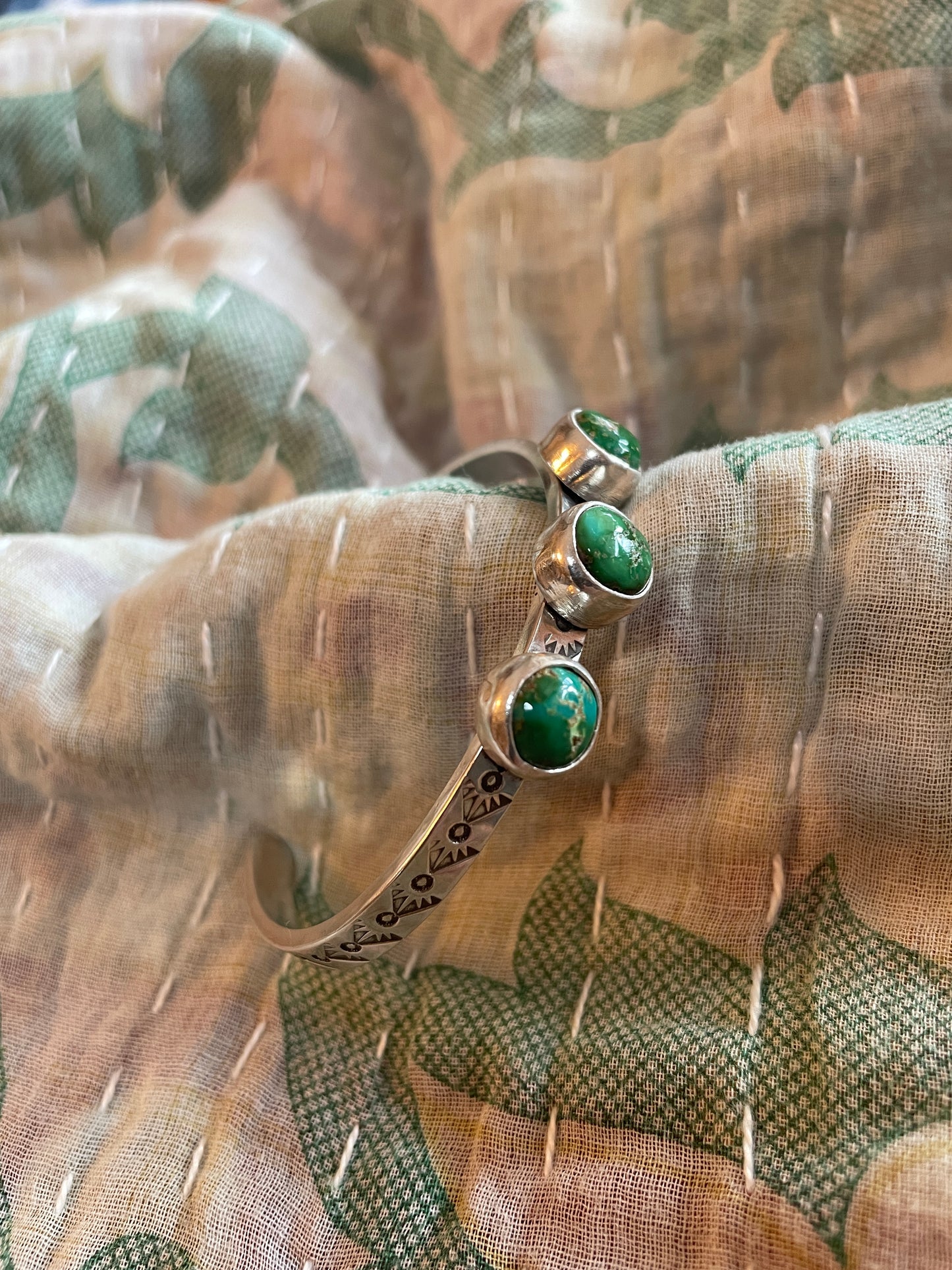 NS705 Sonora Gold Turq & Sterling Handmade Locally Cuff