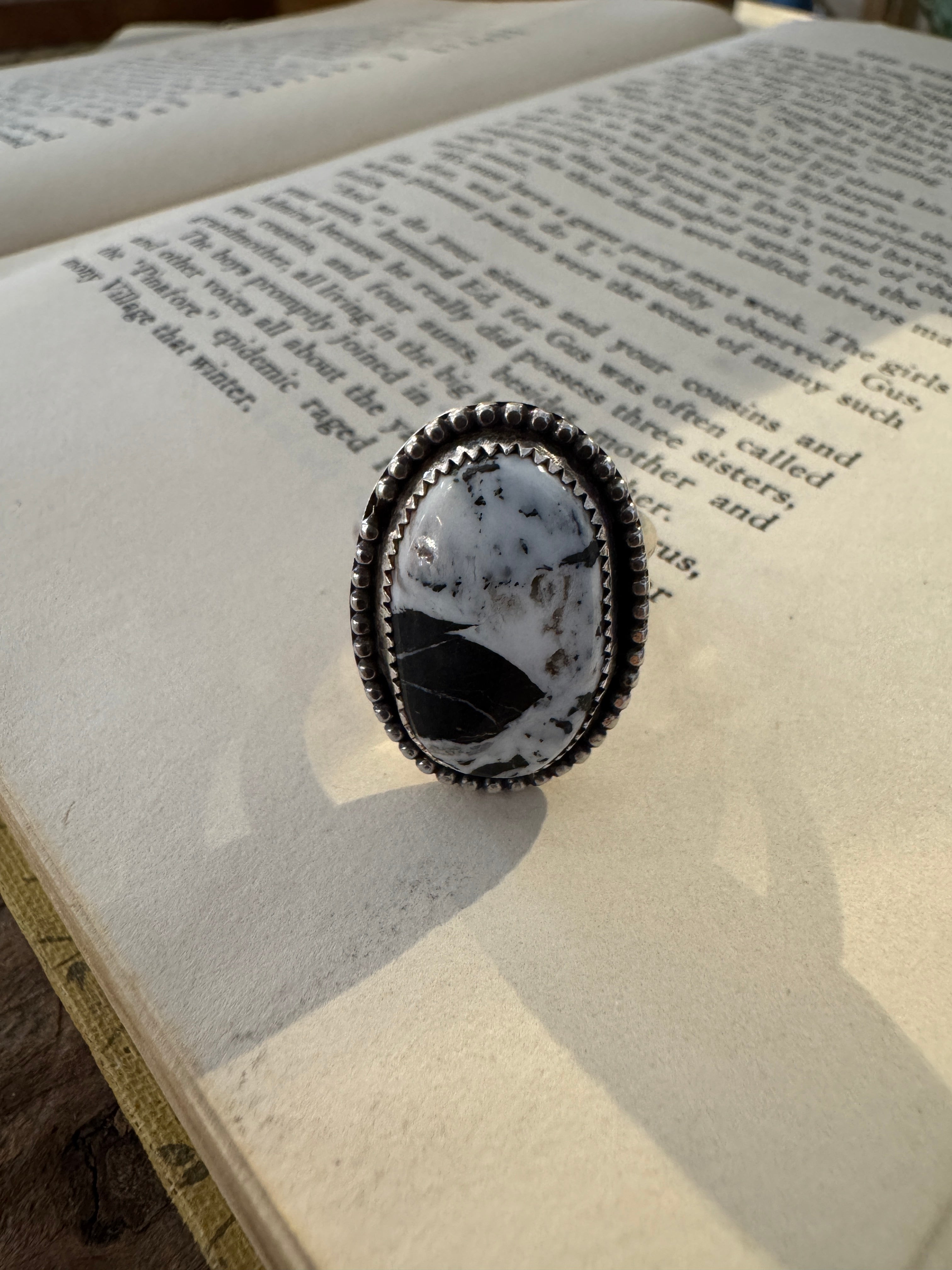 NS816 White Buffalo & Sterling Ring