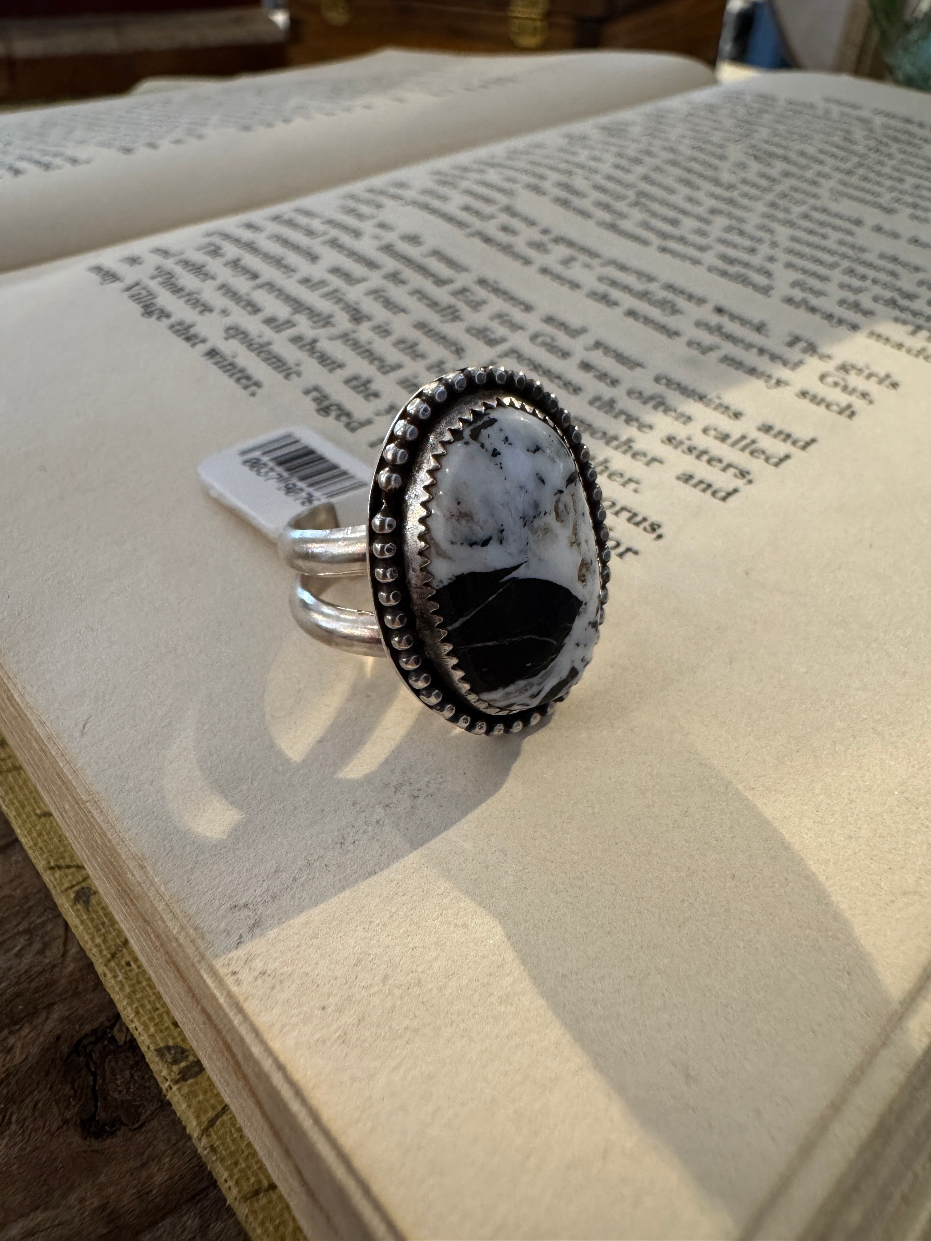 NS816 White Buffalo & Sterling Ring