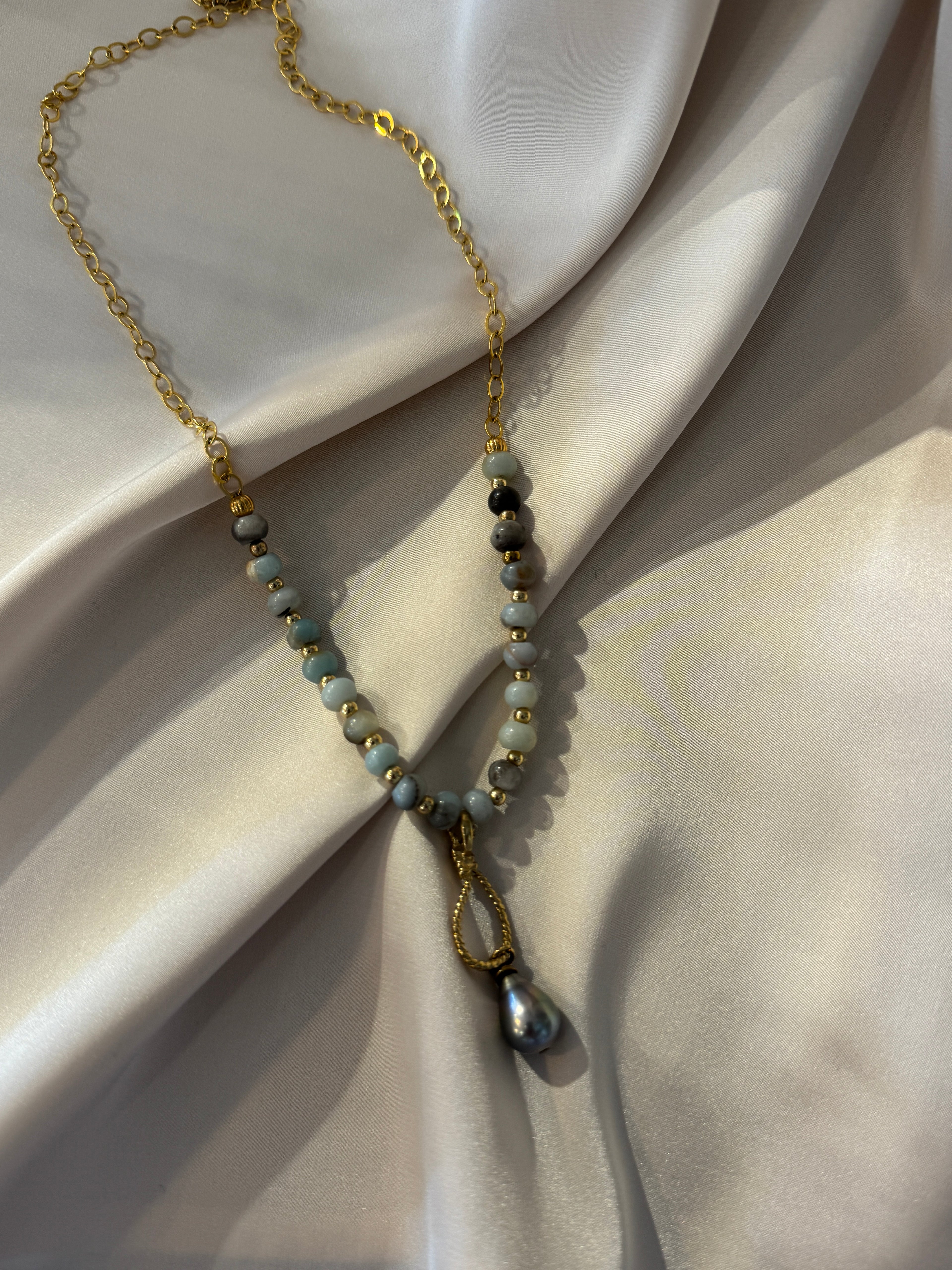 SN4498-Chain/StoneTahitianPearlPendant