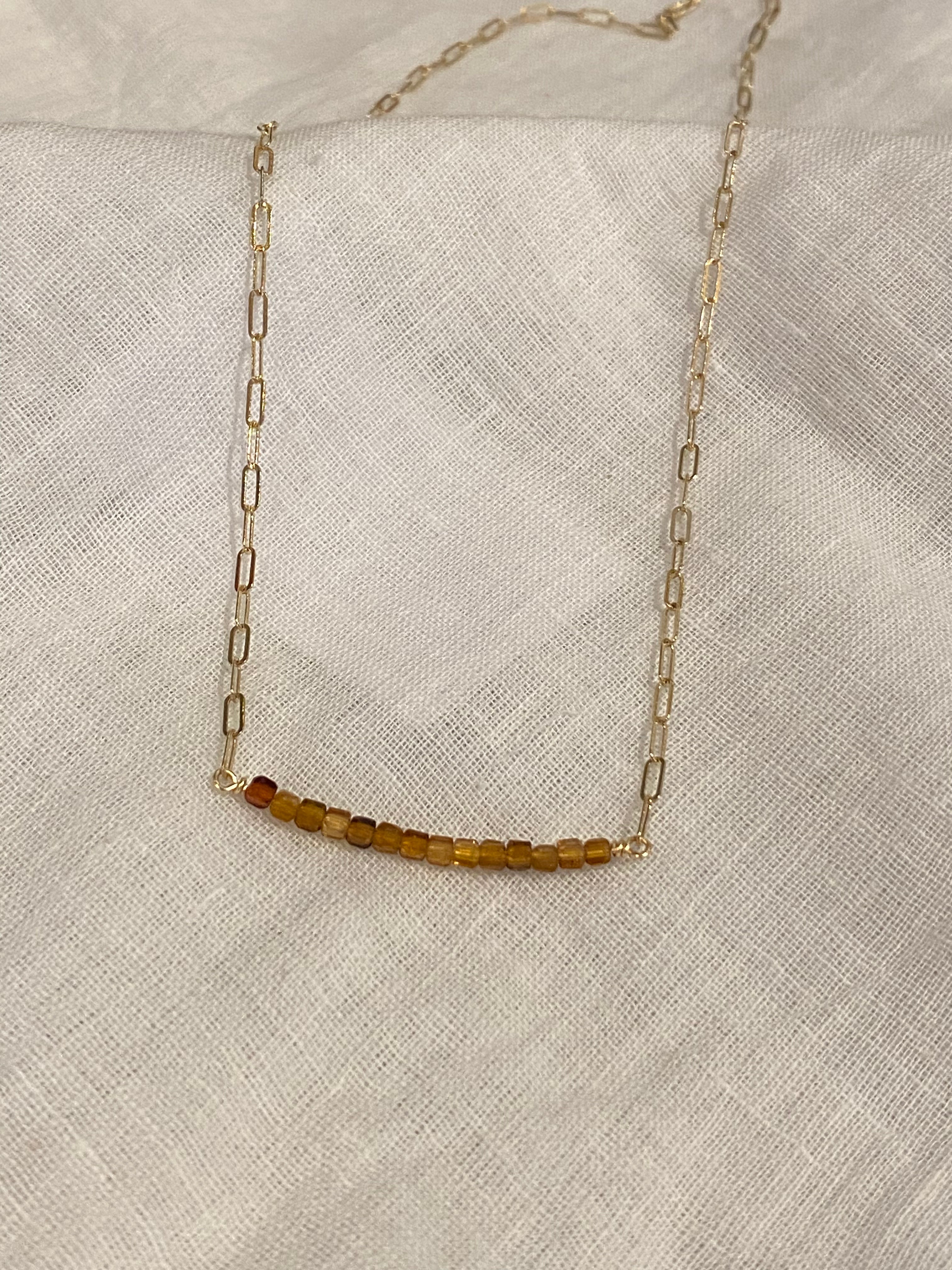 JN4304 Brown Tourmaline & Goldfill Bar Necklace