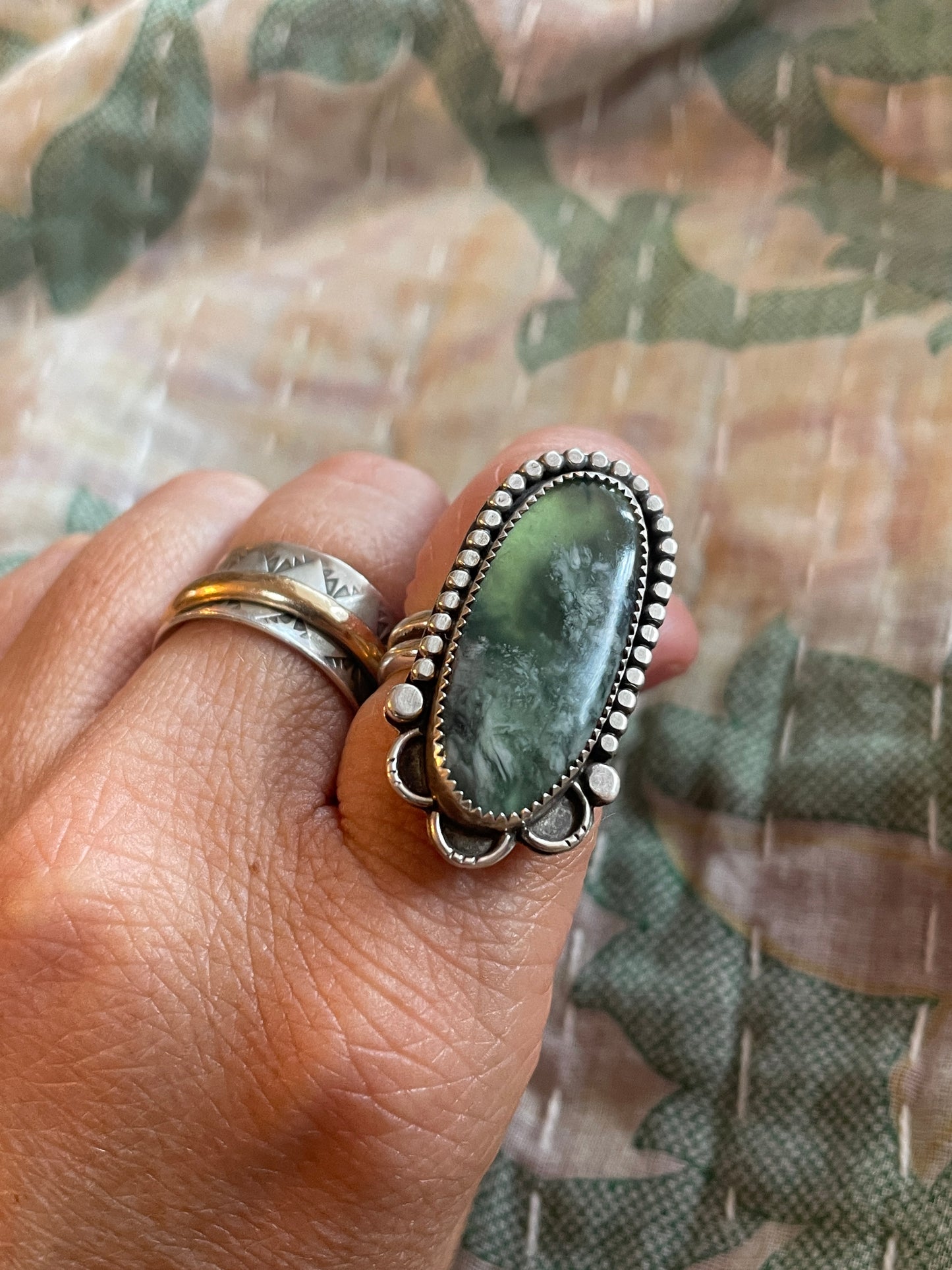 NS722 Locally Handmade Serpentine/Sterling Ring