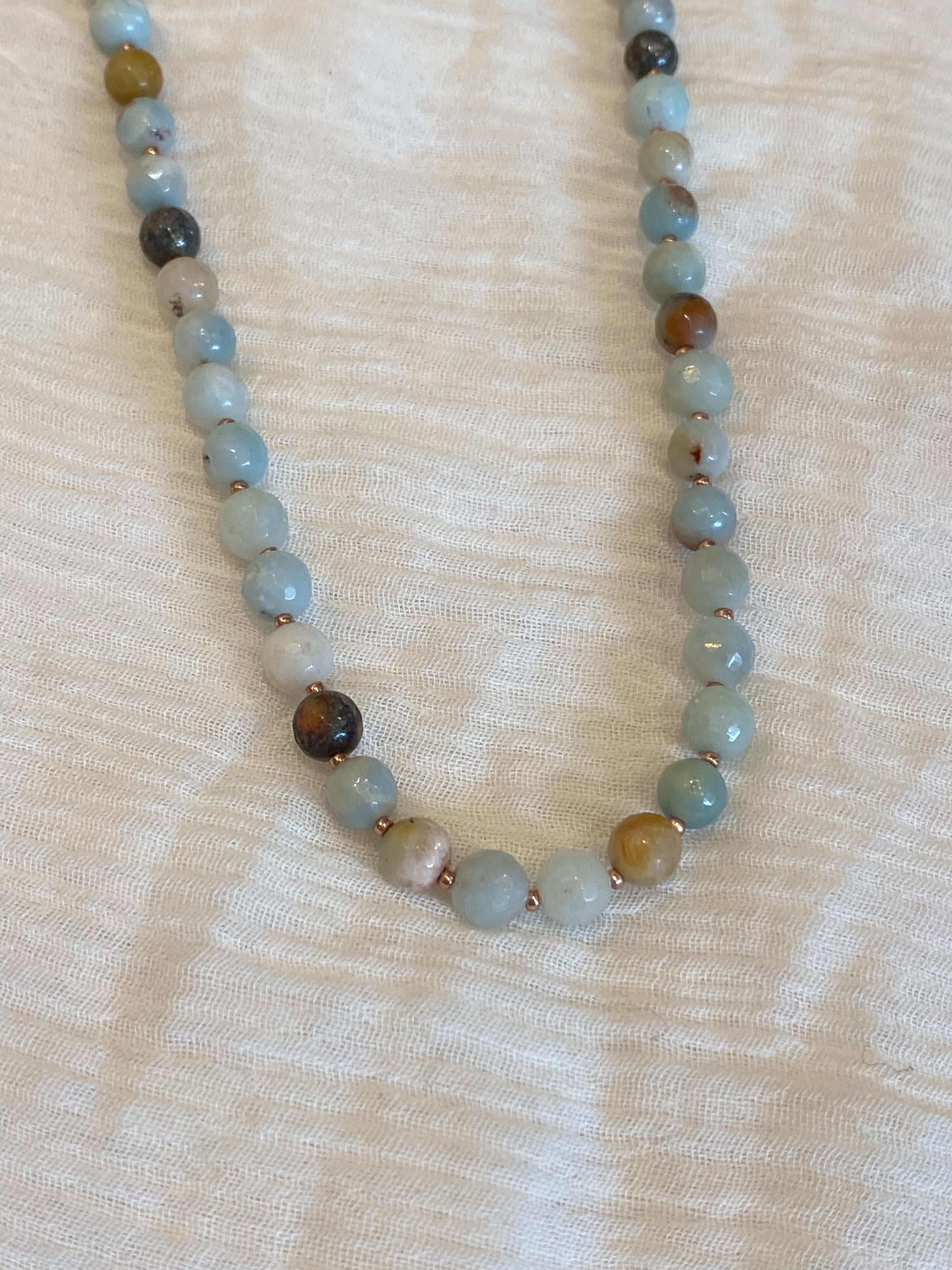 JN4368 Semi Precious Stone/Seed Bead Necklace