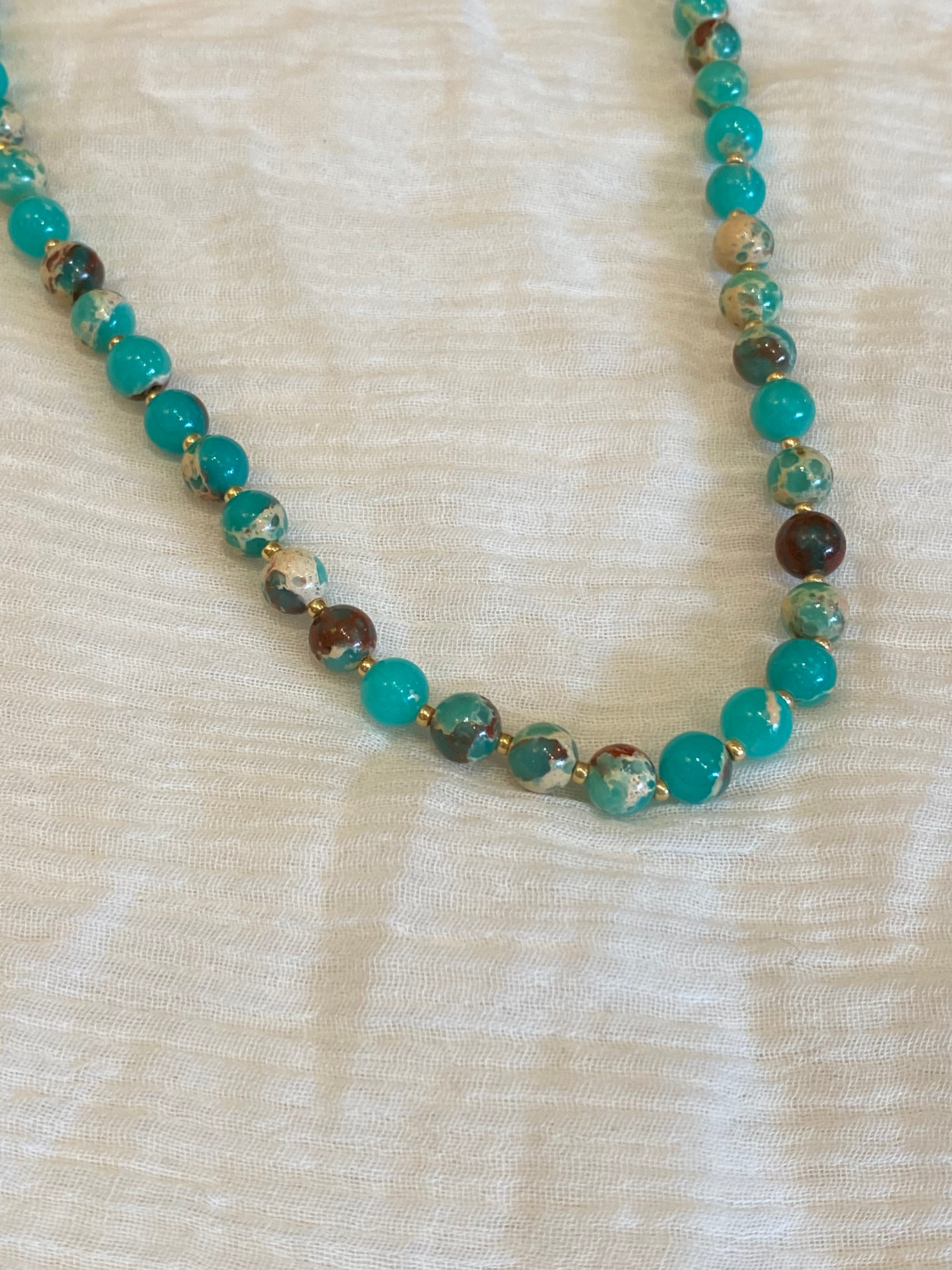 JN4368 Semi Precious Stone/Seed Bead Necklace