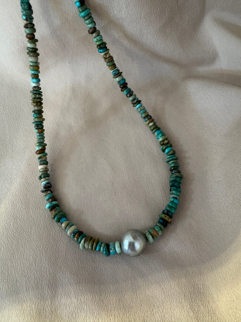 SN4262-Turquoise/Rondelles/TahitianPearlNecklace