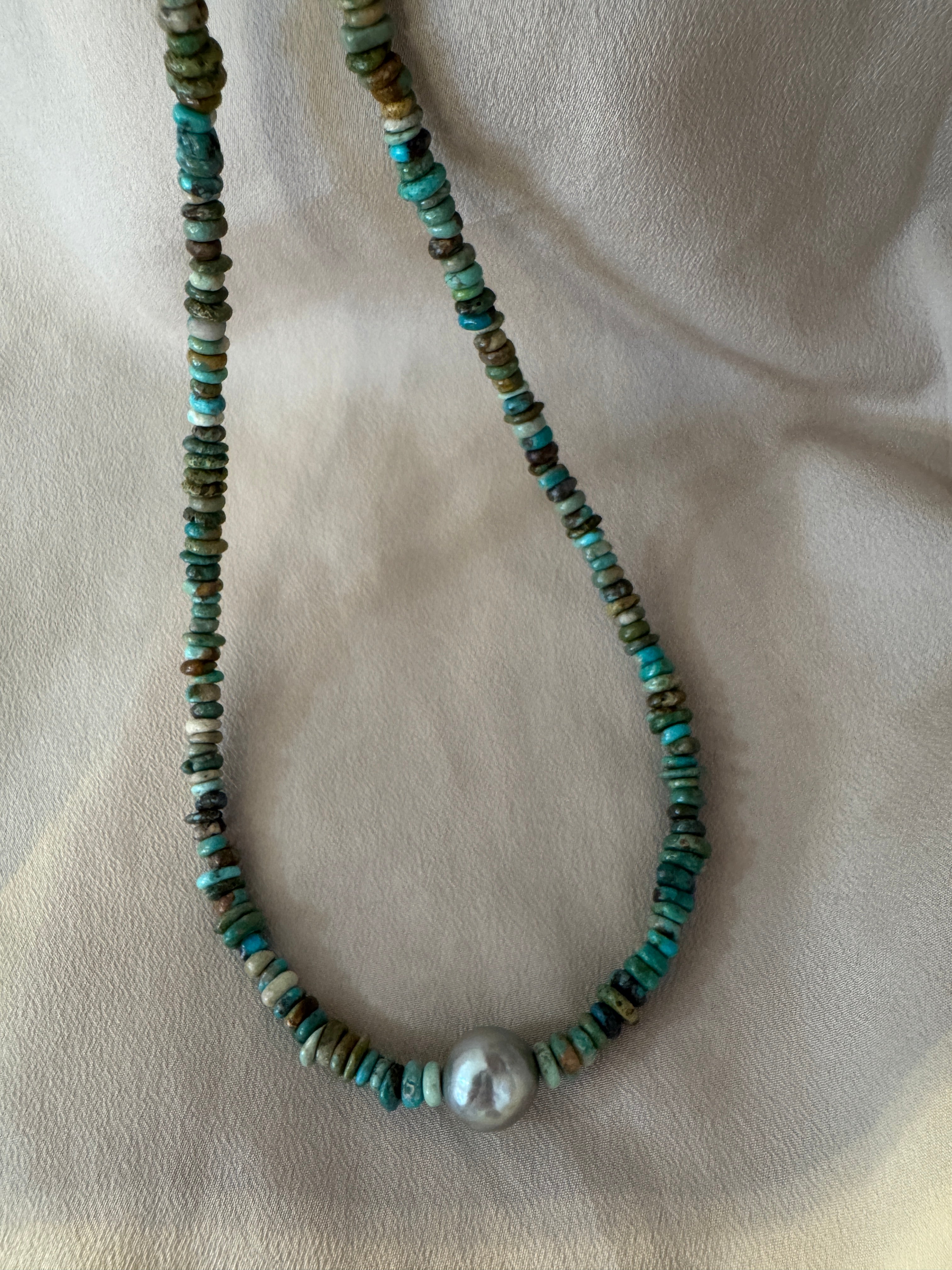 SN4262-Turquoise/Rondelles/TahitianPearlNecklace