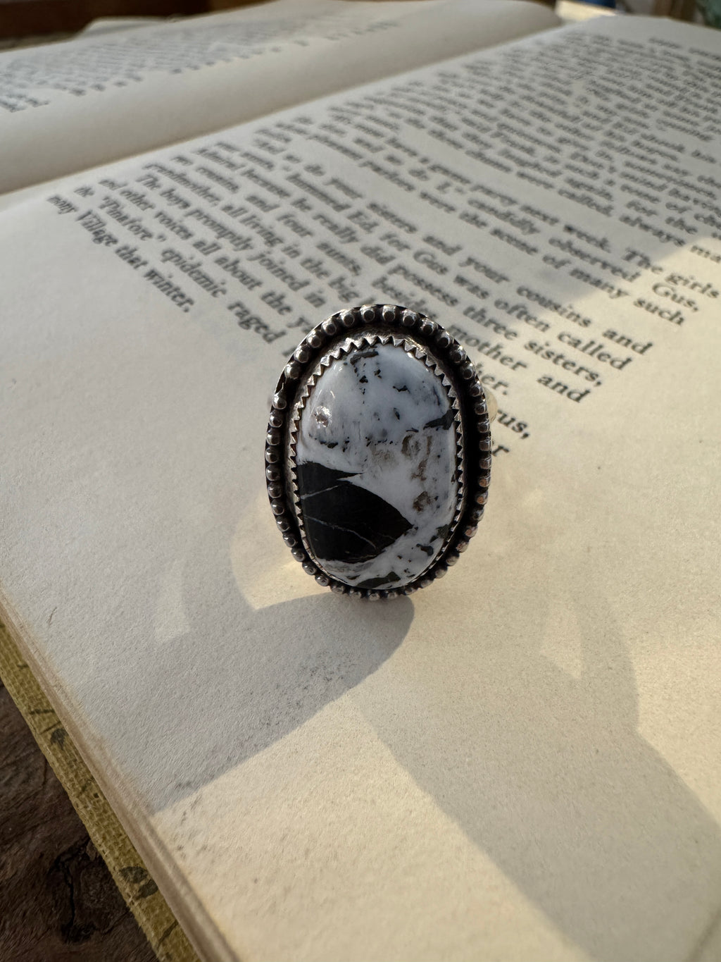 NS816 White Buffalo & Sterling Ring