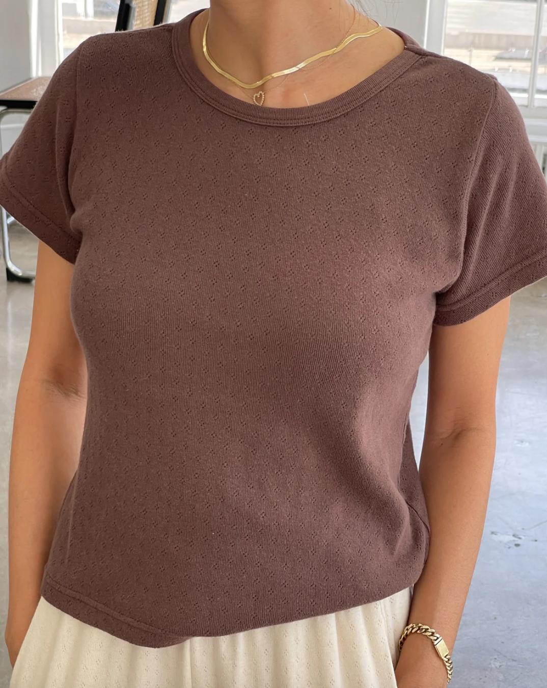 Pointelle Babe Tee