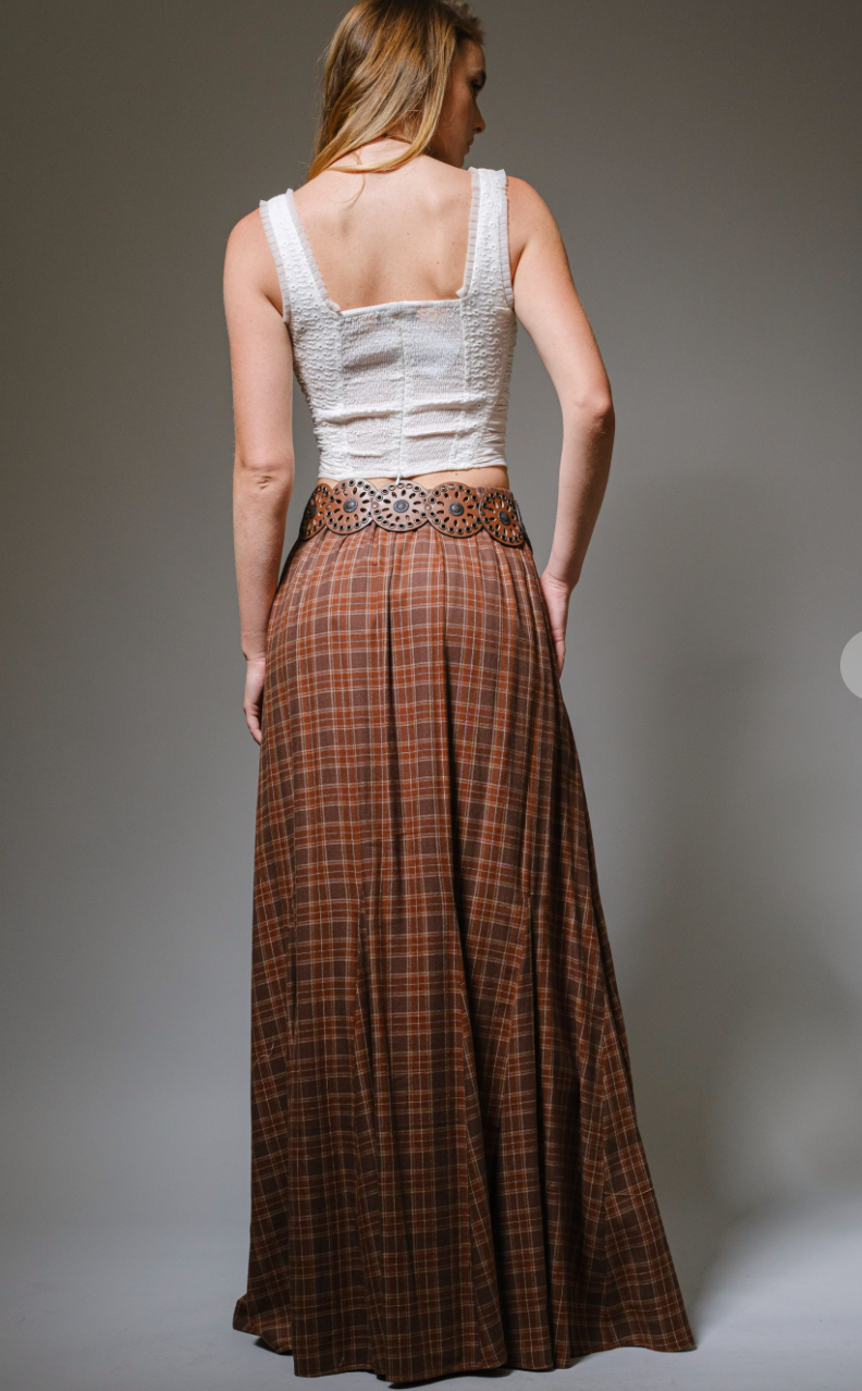 August Plaid Maxi Skirt