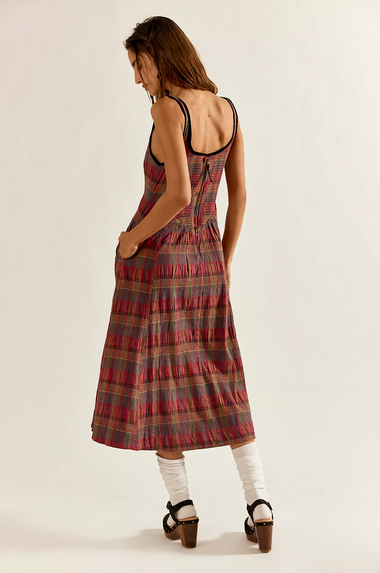 Freya Plaid Midi Dress