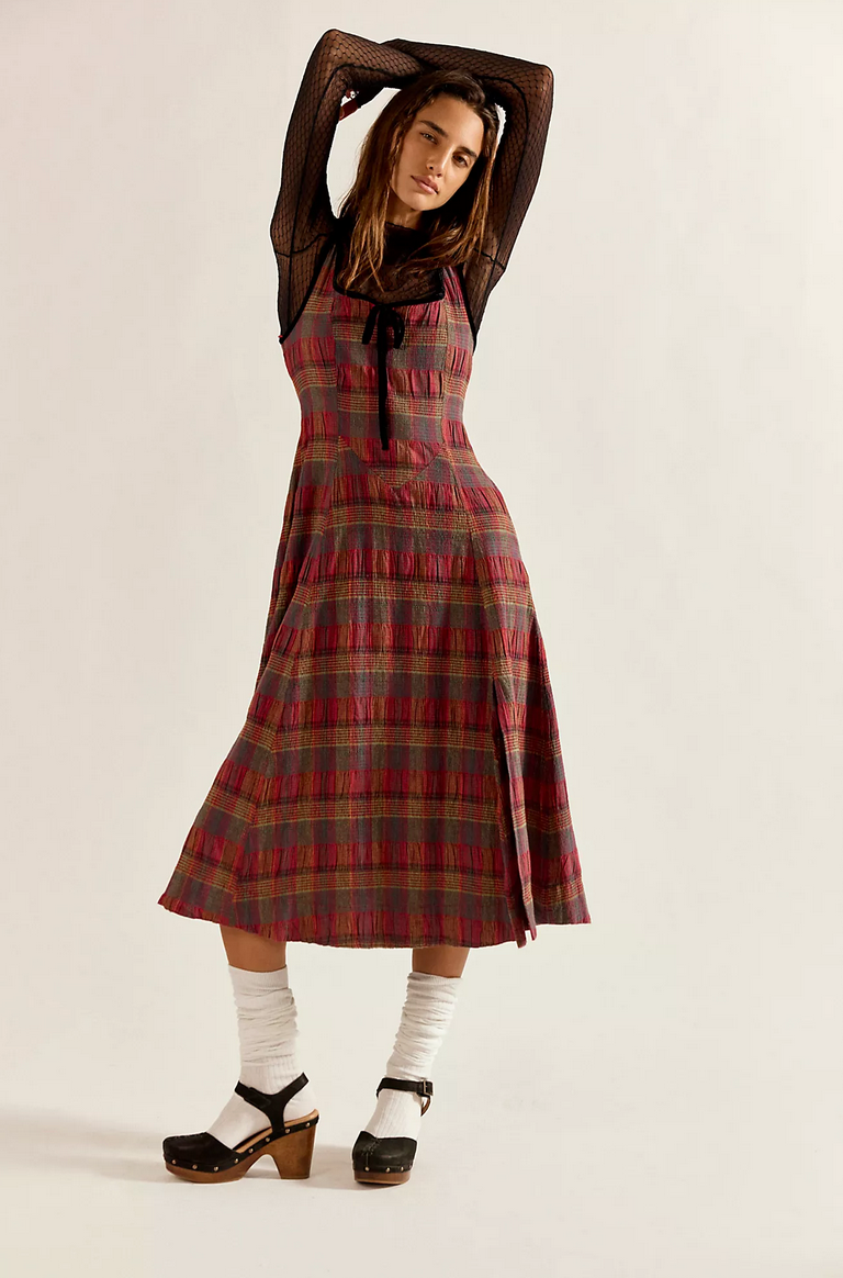 Freya Plaid Midi Dress