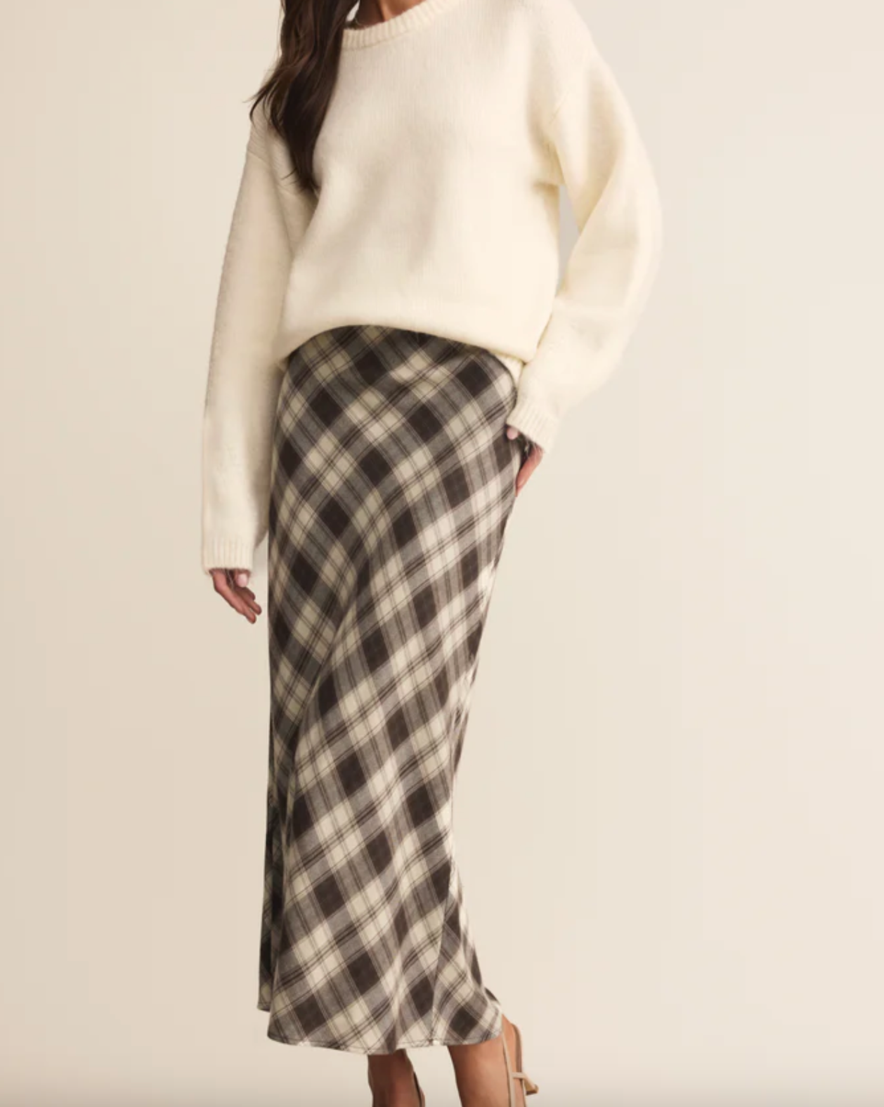 Europa Plaid Midi Skirt