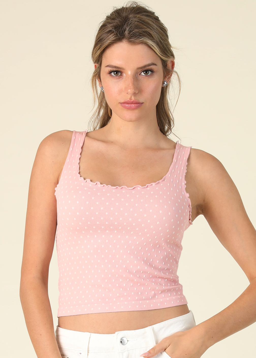 Polka Dot Edge Crop Top