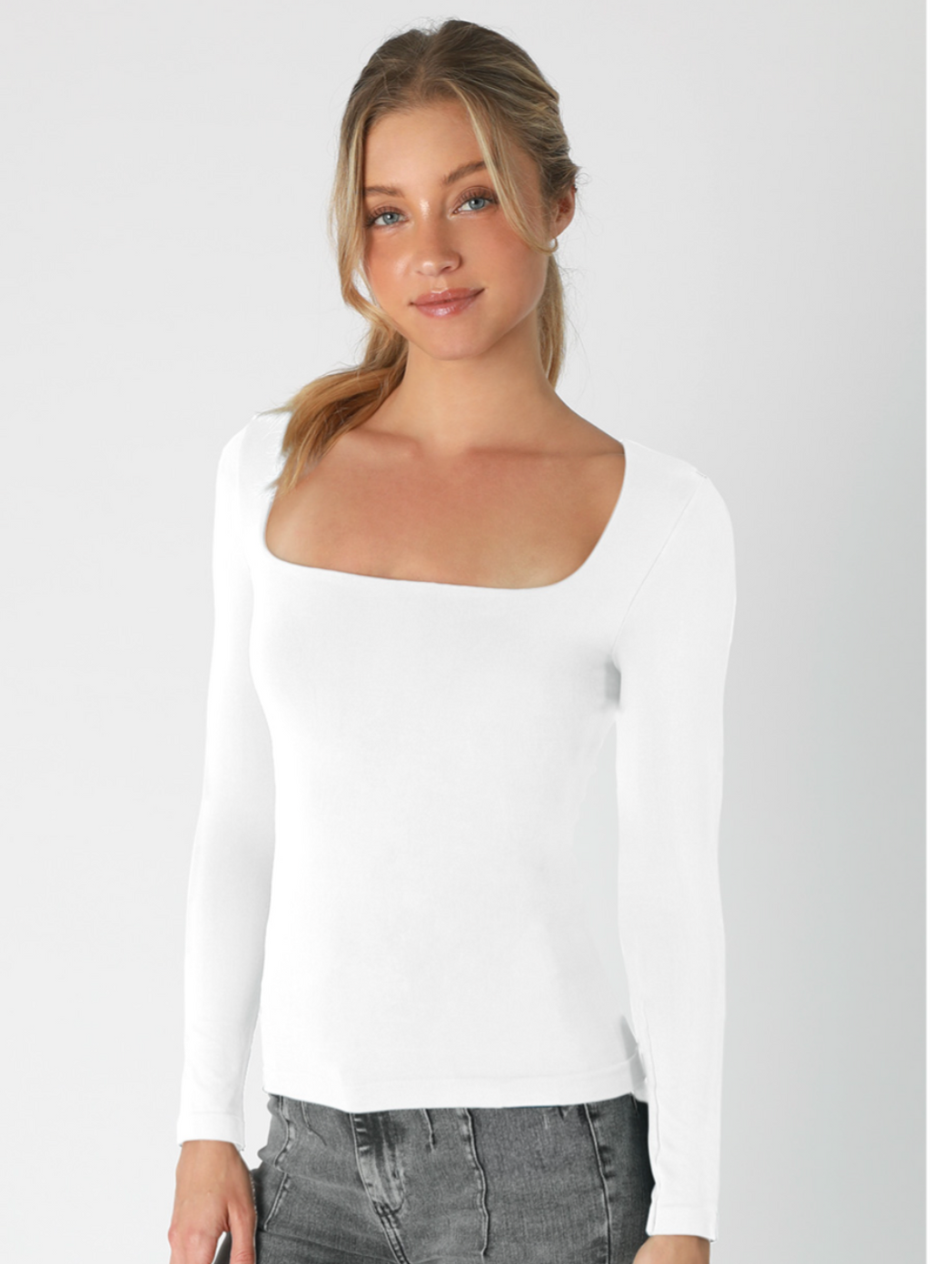 Clean Line Square Neck Long Sleeve