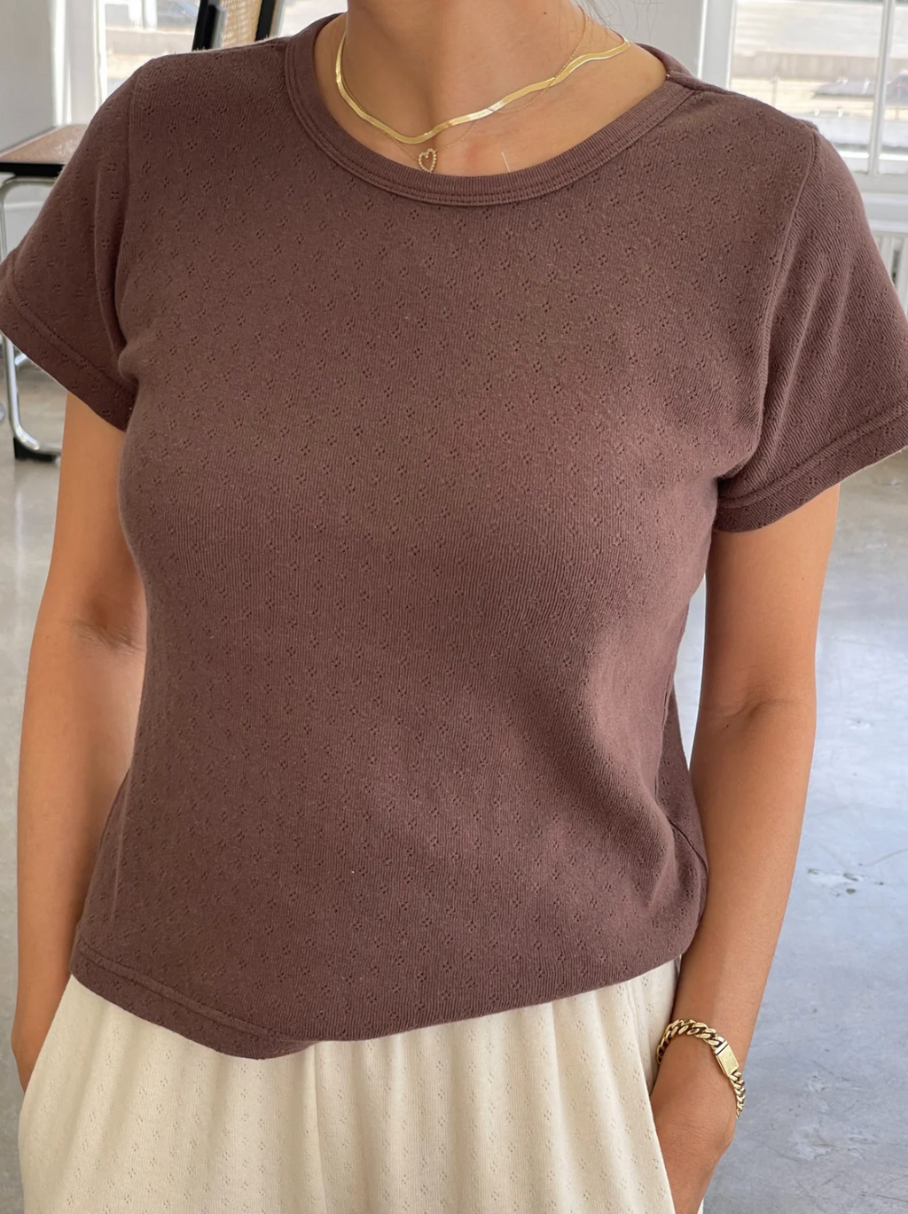 Pointelle Babe Tee