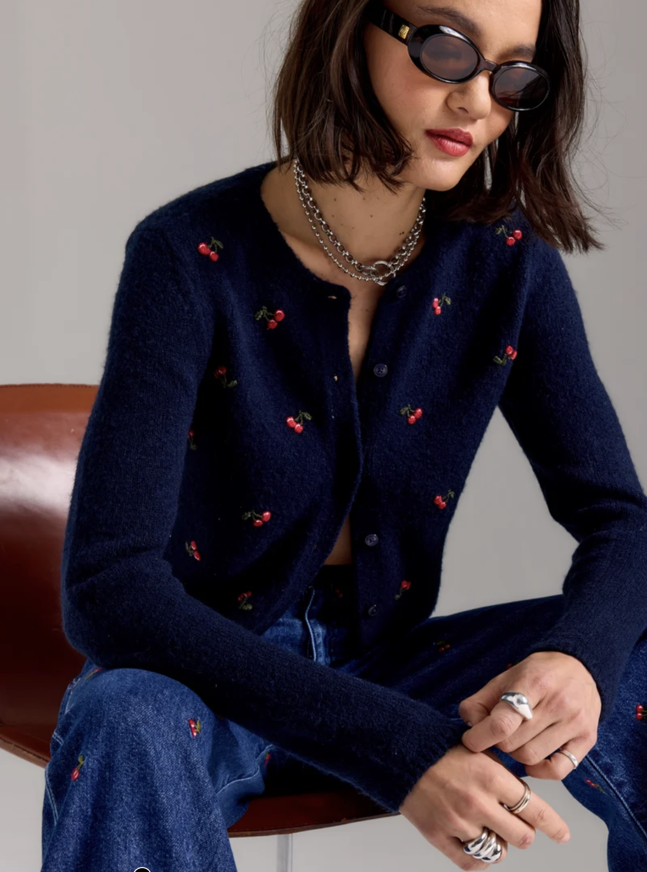 Muse Embroidered Fitted Cardigan