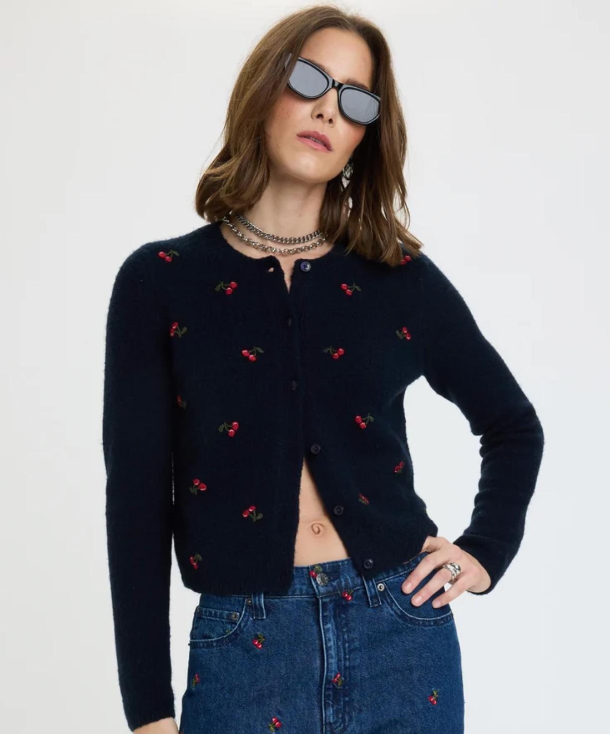 Muse Embroidered Fitted Cardigan