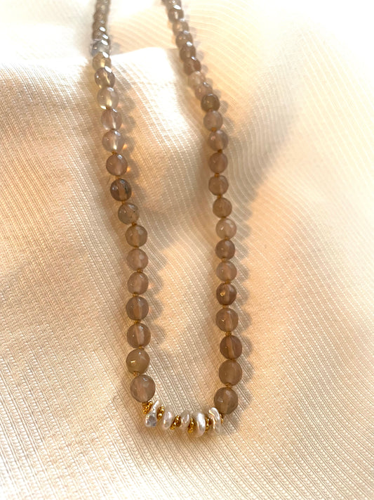 JN3996 Faceted Labradorite W/Heishi Pearls