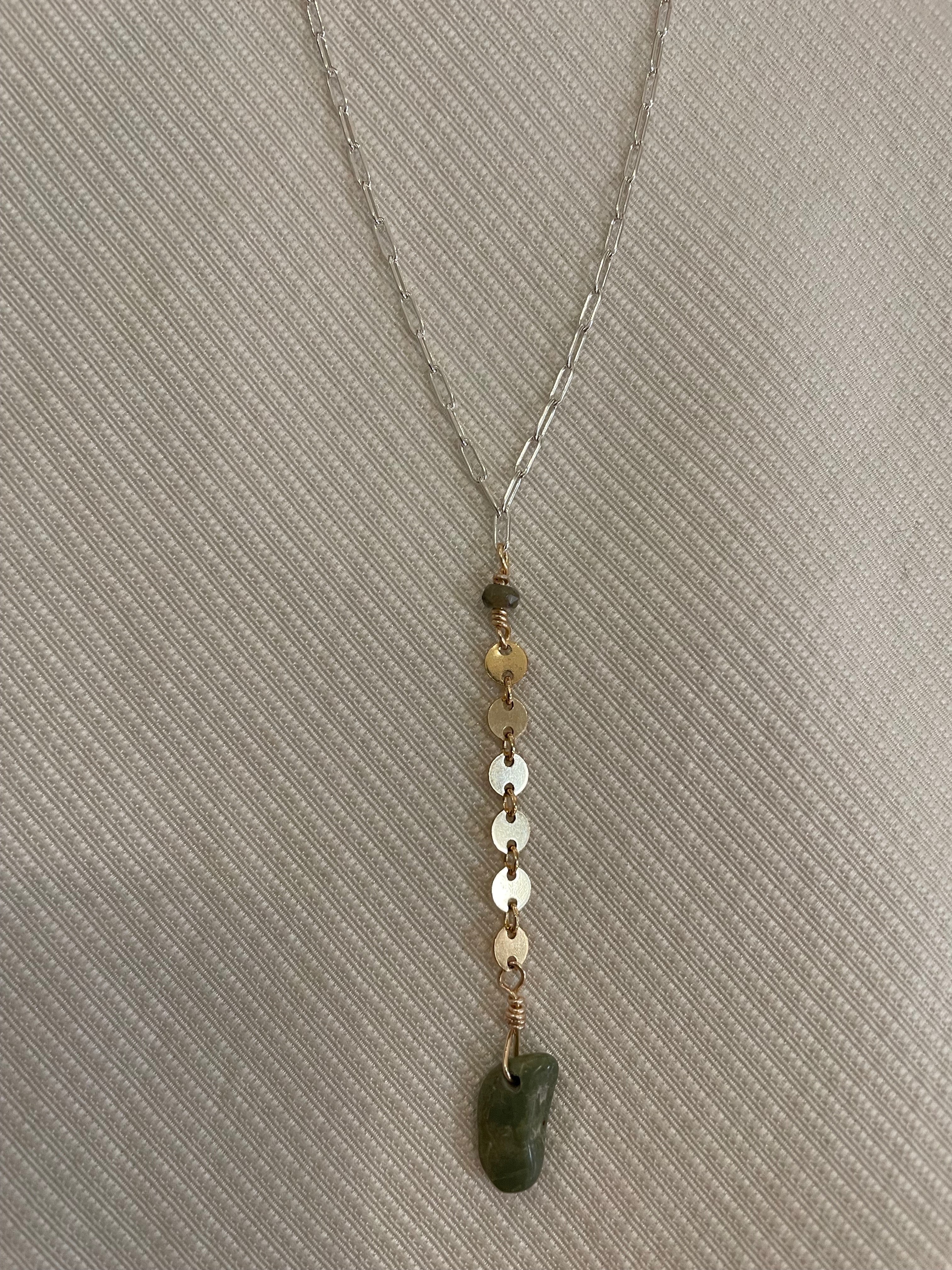 JN4102 Sterling Silver Chain W/Lab Drop/Gold Fill Chain/W/Turq Drop